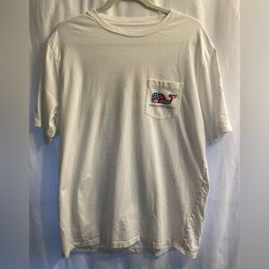 Vineyard Vines White Pocket Tee with Whale Logo